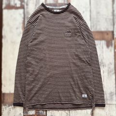 Calvin Klein Jeans ボーダー柄 長袖Tシャツ ブラウン M古着