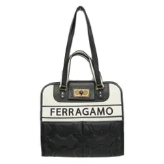 サルヴァトーレ・フェラガモ(Salvatore Ferragamo) ガンチーニ アイコニック AU-21 1418 レディース レザー ハンドバッグ,トートバッグ ブラック,ホワイト