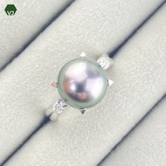 【24-42】【TASAKI】パール　ダイヤモンド　リング　D0.12ct【中古】【PT900 】【11号】★By vivid-J