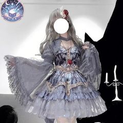 星【新品未使用】Dark Swan ロリータ Lolita ゴシック姫系ドレス - 優雅な姫袖 宮廷風 JSK クラシカルワンピース / 豪華セット / 貴族風 レース フェアリーエレガント