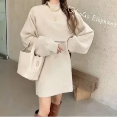 韓国デザイン♡ナチュラル可愛い♡ワンピース　ニット　2枚セット