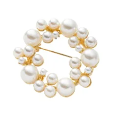 【ゴールド×ワンサイズ】[Cream dot. クリームドット公式] ブローチ フォーマル 卒業式 卒園式 入学式 入園式 ママスーツ コサージュ 華やか ピン 上品 エレガント サークル ラウンド型 ランダム パール 大人