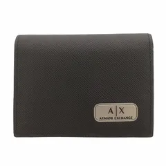 アルマーニエクスチェンジ A/X ARMANI EXCHANGE カードケース 名刺入れ 二つ折り 牛革 レザー ロゴプレート 黒 ブラック /IR ■GY18のサムネイル