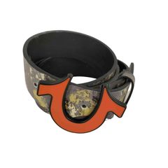 トゥルーレリジョン TRUE RELIGION ロゴバックル 総柄 レザーベルト メンズ  32