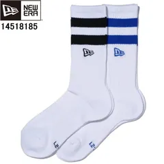 NEW ERA ニューエラ 14518185 ソックス クルー 2ペア ライン フラッグロゴ エンブロイダリー ブラック/ブルー ニューエラソックス ニューエラソックス 14518185 2P 靴下 25-27 くつ下 ニューエラフラッグロゴ ライン入り 新品