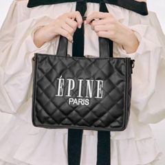 エピヌ ÉPINE PARIS ブックトートバッグ ミディアム キルティング 黒
