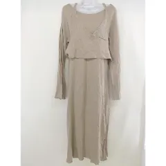 ◇ ◎ KBF ケービーエフ リブニット バッククロスビスチェ 長袖 膝下丈 ワンピース サイズONE ベージュ レディース  【1206020009132】