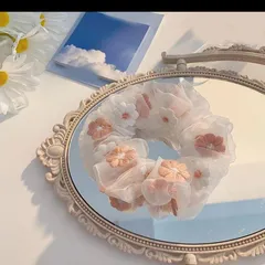 花柄刺繍 シュシュ