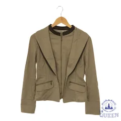 ☆美品☆ HIROKO BIS ヒロコビス アウター ジャケット ブルゾン 変形 シンプル ジッパー 長袖 レディース ベージュ 11 901-11144 送料無料 古着