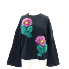 ミュベール muveil 22AW フラワーファー刺繍裏毛プルオーバー カットソー 長袖 38 黒 紫 緑 /MI ■OSのサムネイル