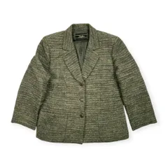 Leilian レリアン イタリア製生地 ツイード ウール 3B ジャケット サイズ 11 /グリーン系/レディース/日本製