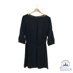 ☆美品☆ UNIQLO ユニクロ ワンピース ひざ丈 長袖 シンプル レディース ネイビー S 901-8555 送料無料 古着