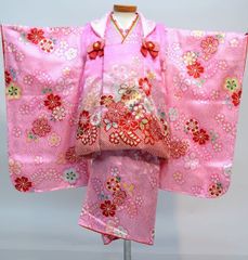 七五三 7歳 120cm 赤 ポリエステル 袋帯 草履バック付 - メルカリ