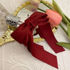 ボルドーのシンプルなハンドメイドリボン