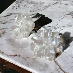 ホワイトシルバー フラワー ピアス★ブライダル ウェディング 結婚式 アクセサリー