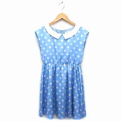ボンメルスリー BON MERCERIE ワンピース フレア ミモレ丈 ロング 透け感 ギャザー フレンチスリーブ 水玉 半袖 38 ライトブルー /NT31