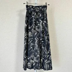 【Ballsey ボールジィ】　ロングスカート　フレア　XSサイズ　ボタニカル柄　ホワイト　ブラック