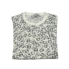 美品 HERMES エルメス 長袖 Tシャツ 馬のプリント 総柄 HERMES エルメス 馬柄 シルク100% シャツ ホース レディース 総