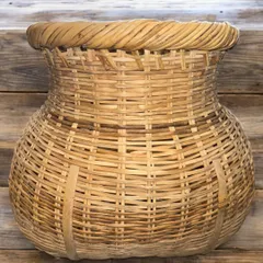 昭和レトロ 竹籠 釣り 花籠 竹かご 昭和レトロ インテリア アンティーク 骨董