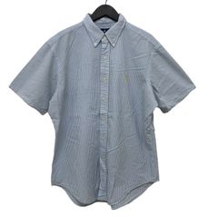 GC817 RALPH LAUREN CLASSIC FIT ラルフローレン ストライプシャツ 半袖シャツ シャツ 半袖 コットン 綿 100% ライトブルー メンズ サイズL