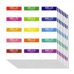 ColorfylCoco 名札ラベルシール 15色 120枚セット イベント パーティー 同窓会 等 衣服 貼って剥がせる 名前シール 手書きステッカー 