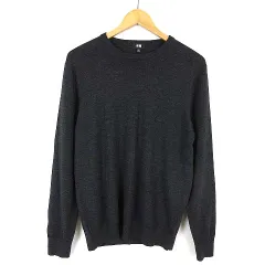 ユニクロ UNIQLO エクストラファインメリノ クルーネック セーター ニット 長袖 L チャコールグレー