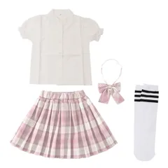 ☆ カラー1 ☆ 130cm ☆ 卒業式スーツ 女の子 子供スーツ セットアップ スーツ 女の子 半袖 子供スーツ ブラウス スカート プリーツスカート ウェストゴム リボン付き セットアップ チェック柄スカート 子供制服 チェック柄 女子 通学 通園