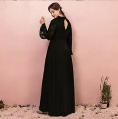 パーティードレス ロングドレス 大きいサイズ ブラックドレス ロング 4XL 長袖 袖あり ブラック 黒  二次会 ワンピース 体型カバー 結婚式 披露宴 女子会 謝恩会 ピアノ 発表会 演奏会 ドレス お呼ばれ da083d4