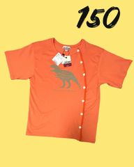 障がい児・障がい者洋服　前開きリメイク半袖Ｔシャツ150サイズ　ＭＡＲＫＥＹ’Ｓオレンジ