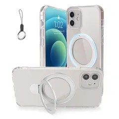 【人気商品】16e 透明 16e iPhone iPhone 耐衝撃 隠しスタンドケース スマホケース HILEGENER 縦横両対応 スタンド機能 ワイアレス充電 カバー 一体型・ストラップ1種付き】アイフォン ホルダー ケース【Magsafeリングスタンド