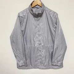 大きいサイズ(^w^)b UNIQLO ユニクロ  ウィンドブレーカー ナイロンジャケット レインコート 合羽 ジップアップ スタンドカラー 軽量 重ね衿 グレー 灰 シンプル 無地 スポーツ トレーニング ジム デイリー ワーク ゆったり メンズ サイズXL