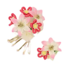 特別セール価格 髪飾り 成人式 赤 振袖 前撮り 袴 花 豪華2点セット 白 ピンク ゴールド 大特価 ちりめん ビラ簪 パール ライ No.8-0865