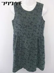 ◇ AG by aquagirl バックジップ ノースリーブ 総柄 膝丈 ワンピース サイズM グリーン ネイビー レディース  【中古】 【1110080005686】のサムネイル