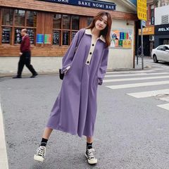 トレーナーワンピース 体型カバー カジュアル 春秋 長袖薄手レディース 大きいサイズゆったり LWDA002(2色L-4XL)