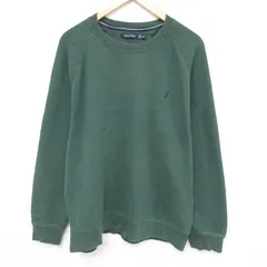 XL/古着 ノーティカ NAUTICA 長袖 ブランド スウェット メンズ ワンポイントロゴ 大きいサイズ ラグラン クルーネック 濃緑 グリーン 25feb
