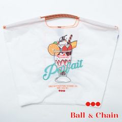 【正規品】ボールアンドチェーン (パフェ / ホワイト) Lサイズ  トートバッグ エコバッグ 刺繍