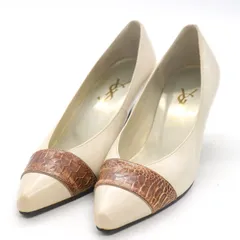 イヴ・サンローラン パンプス ポインテッドトゥ シューズ 靴 ブランド レディース 34.5サイズ アイボリー/ブラウン YVES SAINT LAURENT 【中古】のサムネイル