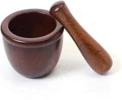 徳成工芸 すり鉢 すりこぎ棒セット 木製漆塗り スリ鉢 すりこ木 直径11x高さ10cm 家庭用 ギフト 調理器具 TAL-101(茶色(うるし色))のサムネイル
