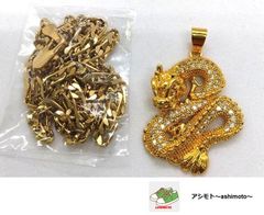 ☆新品未使用「送料込」ドラゴンネックレス//龍//ゴールド//キュービックジルコニア//幸運【ユニセックス対応】