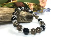 スモーキークォーツ×水晶 パワーストーン ブレスレット 天然石 10mm（シルバー）メンズ・レディース 男性・女性 数珠ブレス 開運 [17] 