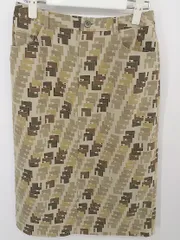 ◇ LAUTREAMONT ロートレアモン 総柄 ストレッチ 膝下丈 ナロー スカート サイズ2 ベージュ ブラウン系 レディース P  【中古】 【1211040003039】