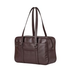 [YOBLUELO] スクールバッグ 革 スクバ 合皮 女子 高校生 大容量 肩紐長い イヤホンマークなし 茶色 黒 背負える