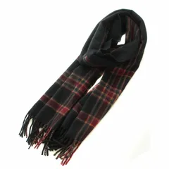 ダンヒル dunhill ロンドン LONDON マフラー ストール フリンジ チェック柄 ストライプ柄 ウール カシミヤ混 黒 ブラック 赤 レッド /YTのサムネイル
