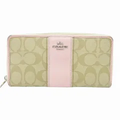 コーチ COACH F52859 長財布 ウォレット シグネチャー ラウンドファスナー レザー ロゴ ベージュ ピンク /GV