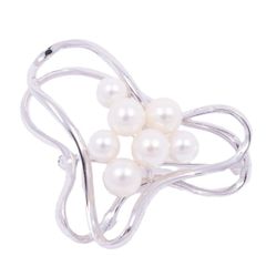 MIKIMOTO ミキモト リースモチーフ ブローチ シルバー/パール7粒【いおき質店】