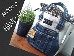 №697【overallDENIM✖️Leopard 巾着ToteBag♥】オーバーオールデニムリメイクトートバッグ