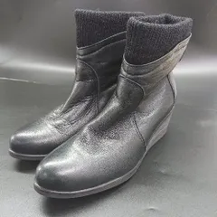 ◇ ⊇ pour deux　プルドゥ フェイクレザー ショートブーツ風シューズ サイズ23.5 ブラック系 レディース E  【1507160028596】