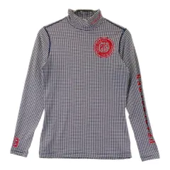 サイズ：0 PEARLY GATES パーリーゲイツ  ハイネック 長袖 インナーTシャツ 千鳥格子柄 ネイビー系 [240101442944] ゴルフウェア レディース ストスト