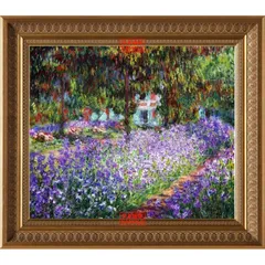 絵画風 壁紙ポスター (はがせるシール式) 【フルサイズ版】 クロード・モネ モネの庭のアヤメ 1900年 オルセー美術館 【額縁印刷／トリックアート】 キャラクロ K-MON-024SG2 (594mm×523mm) ＜日本製＞