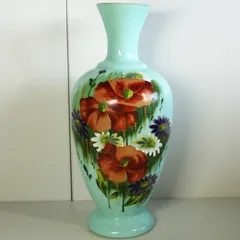 ウランガラスの花瓶 ウランガラス フラワーベース 緑の花瓶 オブジェ